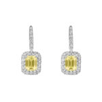 Arte Madrid GEMMA Rectangular Charm Hoop Earrings - Canary Yellow