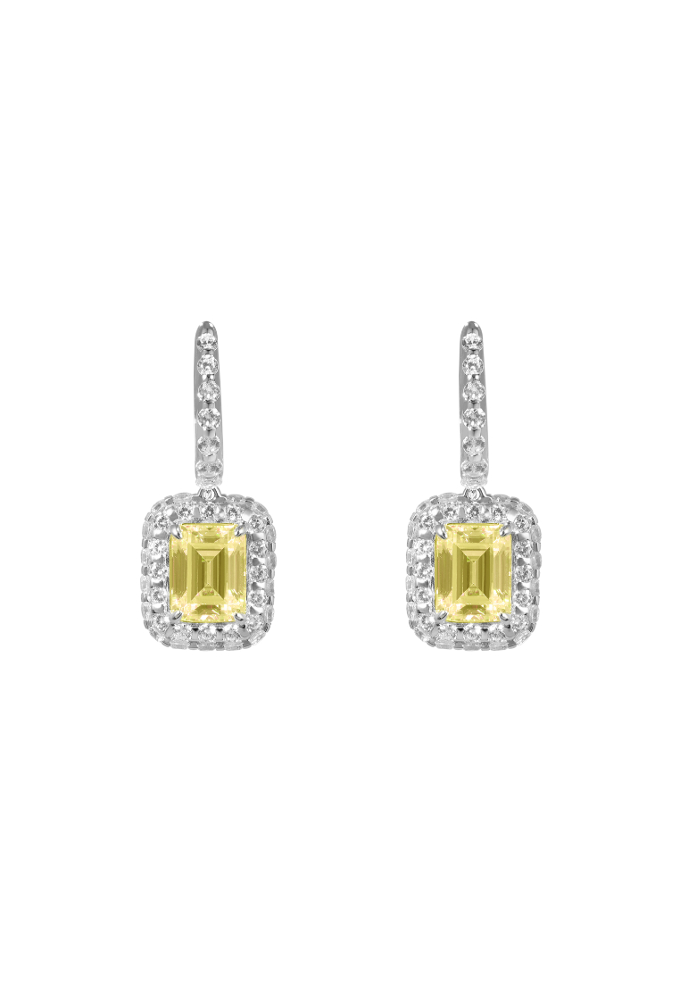 Arte Madrid GEMMA Rectangular Charm Hoop Earrings - Canary Yellow 1 Arte Madrid GEMMA Rectangular Charm Hoop Earrings - Canary Yellow - Image 1