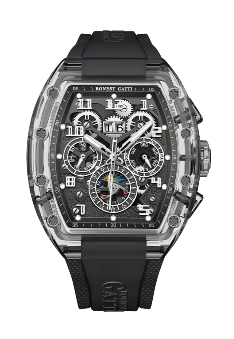 Bonest Gatti Automatic Unisex K9 Crystal Watch, Rubber Strap 1 Bonest Gatti Automatic Unisex K9 Crystal Watch, Rubber Strap - Image 1