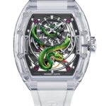 Bonest Gatti Unisex Green Snake Automatic (Self winding mechanical movement) K9 Crystal Watch, 45mm, Rubber Strap
