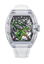 Bonest Gatti Unisex Green Snake Automatic (Self winding mechanical movement) K9 Crystal Watch, 45mm, Rubber Strap