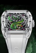 Bonest Gatti Unisex Green Snake Automatic (Self winding mechanical movement) K9 Crystal Watch, 45mm, Rubber Strap - Image 3
