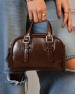 Chestnut Buckle Sling Bag in Brown, view 2
