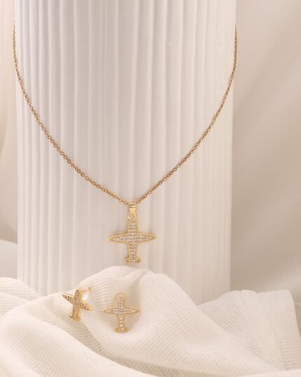 Cross Pendant Necklace & Earring Set, view 2