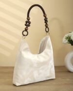 Dune Beaded-Strap Tote Bag in Beige, view 3
