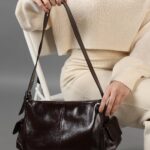 Ember Textured Shoulder Bag with Side Pockets in Brown, view 1