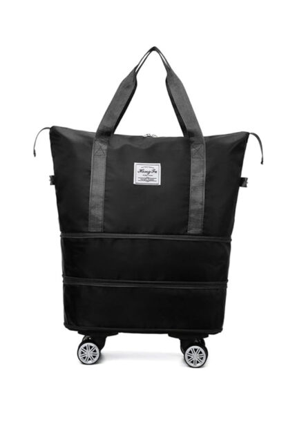 Foldable Expandable Duffel with Detachable Wheels in Black, view 1