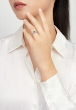 HABIB Blue Sapphire and Halo Diamond Ring in 375/9K White Gold 261881121(R)WG-BS - Image 5