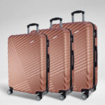 Metallic 3-Piece Hardshell Luggage Set in Rose Gold, view 1