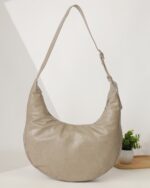 Mocha Zip-Top Hobo Bag in Taupe, view 3
