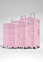 Pastel 3-Piece Hardshell Luggage Set in Pink, view 1