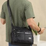 Patch Detail Crossbody Bag in Black, view 1