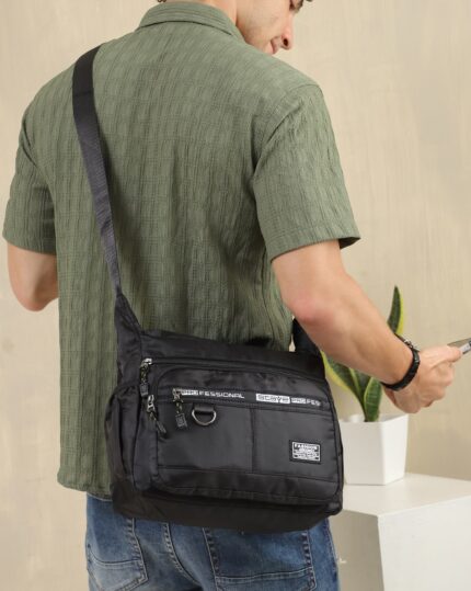 Patch Detail Crossbody Bag in Black, view 1