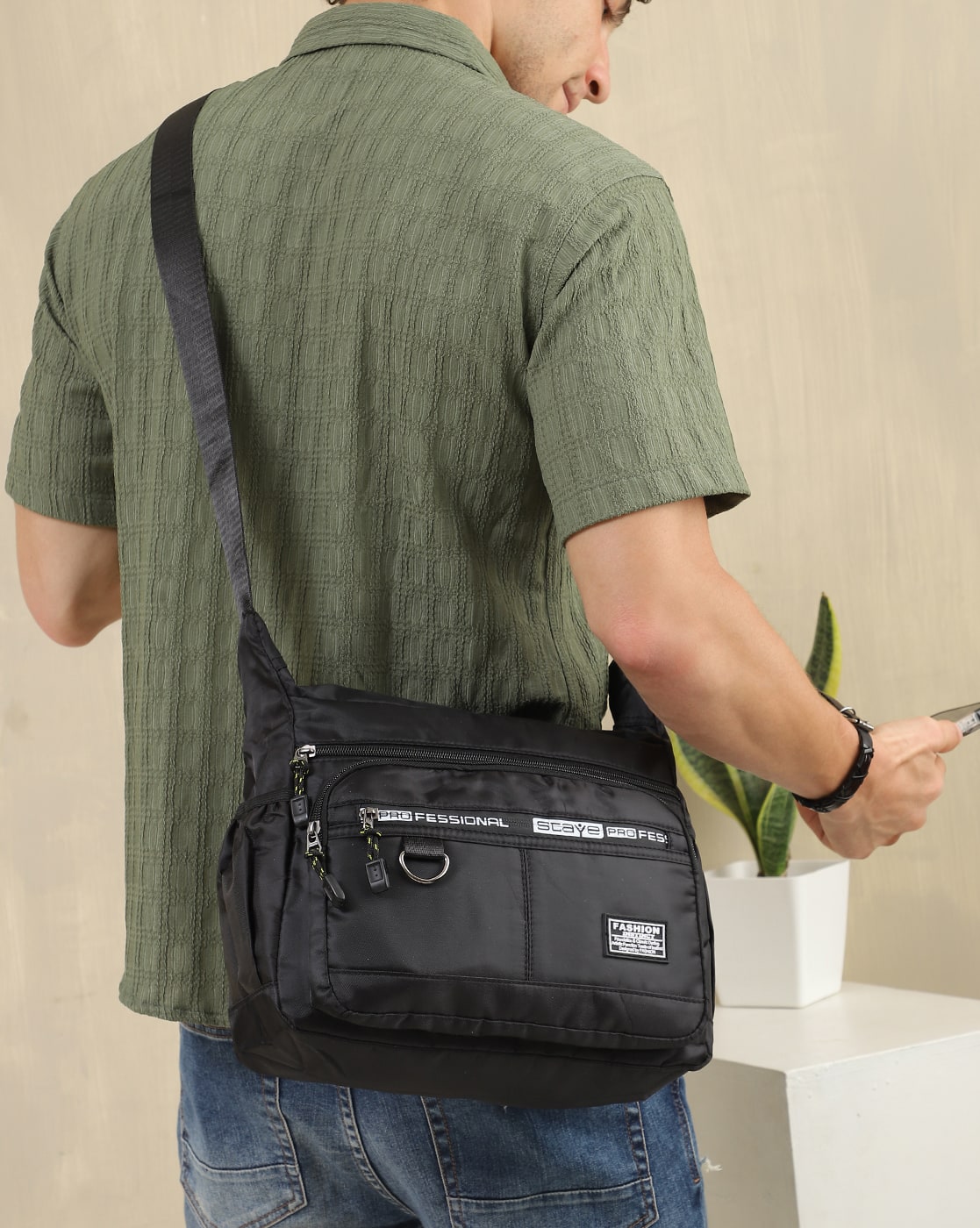 patch-detail-crossbody-bag-black-1 Patch Detail Crossbody Bag in Black, view 1