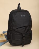 Pleated Patch Detail Backpack in Black, view 4