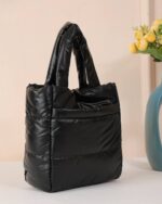 Quilted Snap Crossbody Bag in Black, view 3