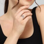 Silver Rhinestone V Open Ring, view 1