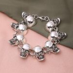 Silver Skull Link Bracelet, view 1