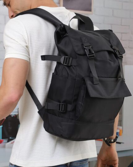 Toggle-Drawstring Rucksack in Black, view 1