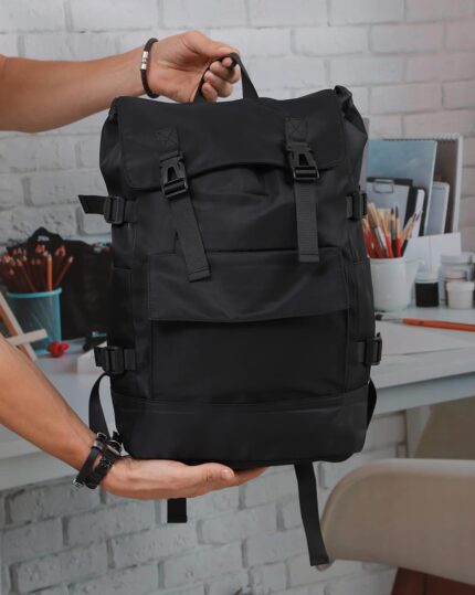 Toggle-Drawstring Rucksack in Black, view 2