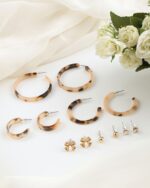 Tortoiseshell Hoop & Stud Earring Set, view 1