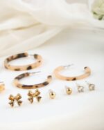 Tortoiseshell Hoop & Stud Earring Set, view 2